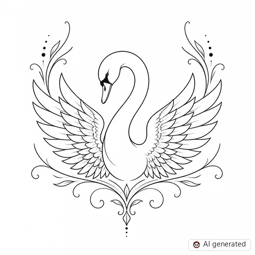 Swan tattoo design in Fine-Line style