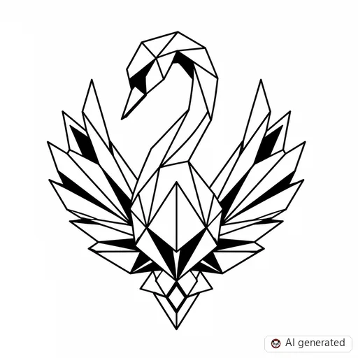 Swan tattoo design in Geometric style