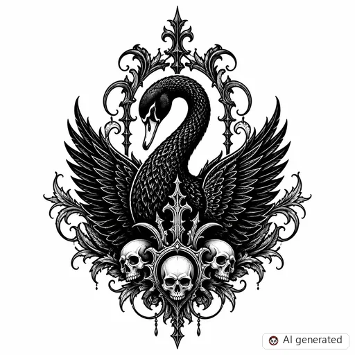 Disegno di tatuaggio Cigno in stile Gothic