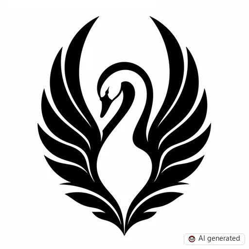 Schwan-Tattoo-Entwurf im Stil Negative Space
