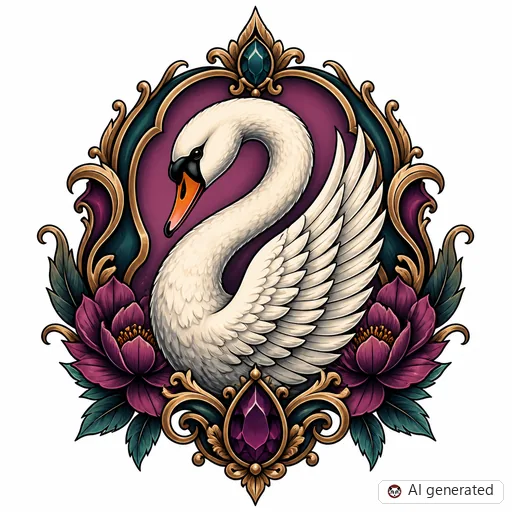 Schwan-Tattoo-Entwurf im Stil Neo-Traditional