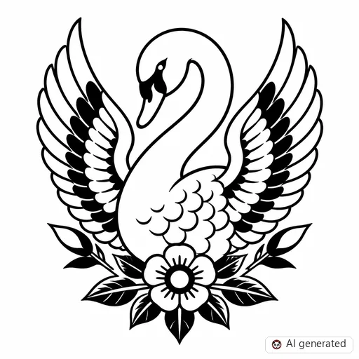 Swan tattoo design in Traditional style