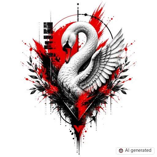 Swan tattoo design in Trash Polka style