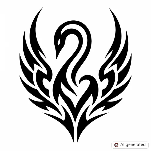Swan tattoo design in Tribal style