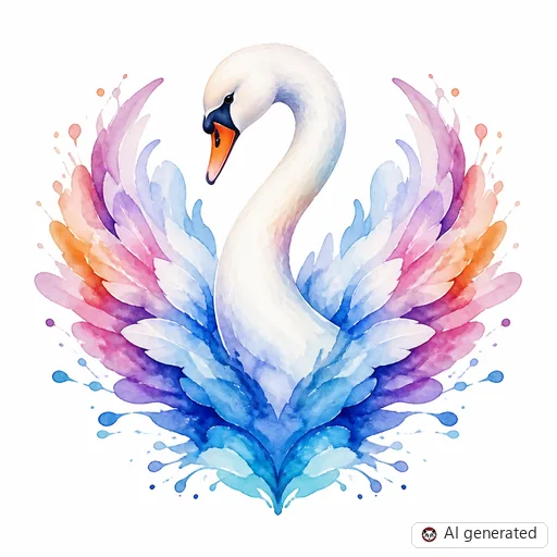 Swan tattoo design in Watercolor style