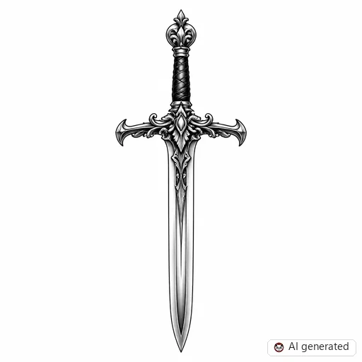 Sword tattoo design in Black & Grey style