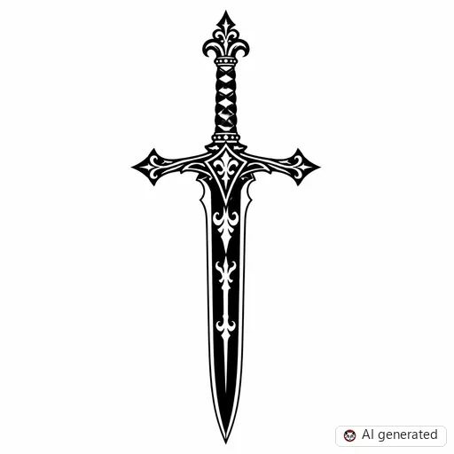 Sword tattoo design in Blackwork style