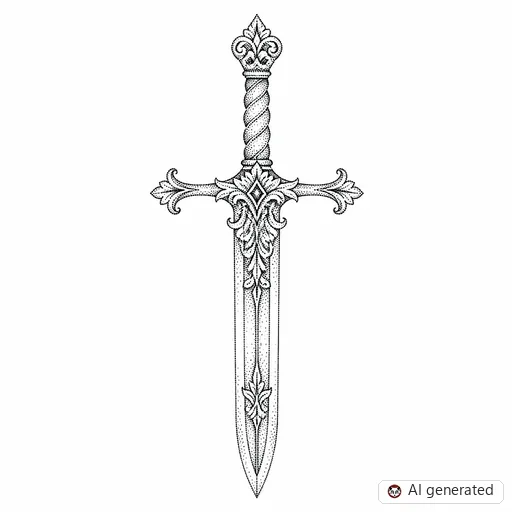 Sword tattoo design in Dotwork style