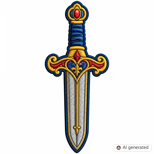 Diseño de tatuaje de Espada en estilo Bordado