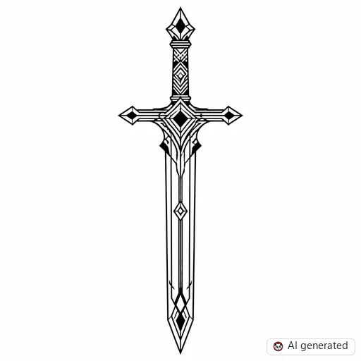Sword tattoo design in Geometric style