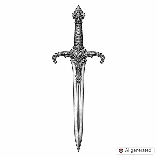 Sword tattoo design in Illustrative style