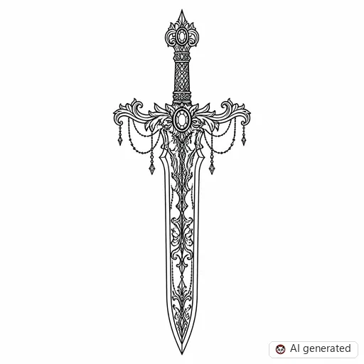 Sword tattoo design in Ornamental style