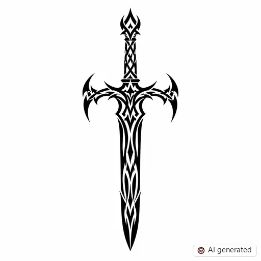 Sword tattoo design in Tribal style