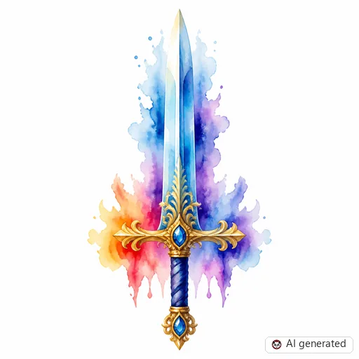 Sword tattoo design in Watercolor style