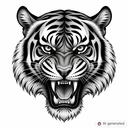 Tiger tattoo design in Black & Grey style