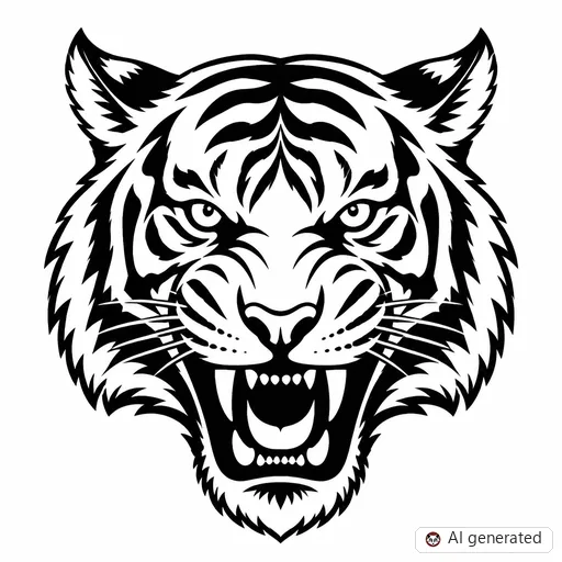 Tiger tattoo design in Blackwork style