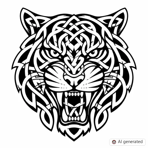 Disegno di tatuaggio Tigre in stile Celtico