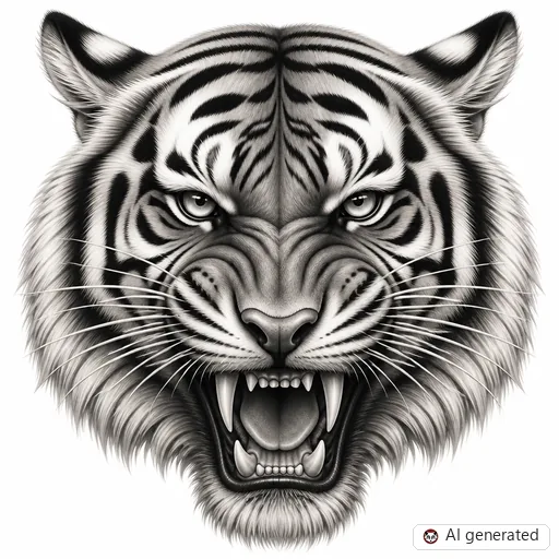Tiger-Tattoo-Entwurf im Stil Chicano