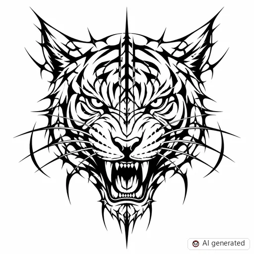 Tiger tattoo design in Cybersigilism style