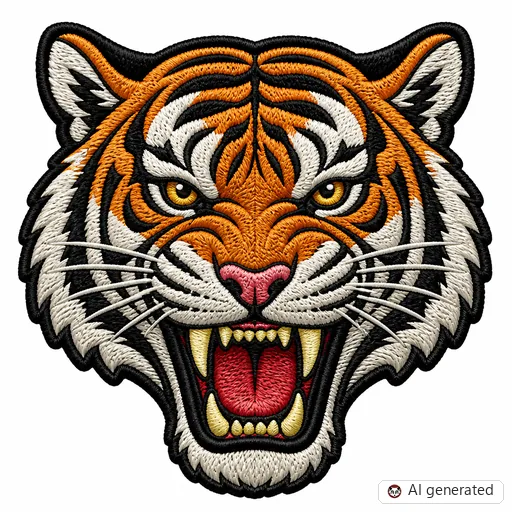 Diseño de tatuaje de Tigre en estilo Bordado