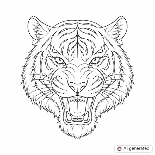 Tiger tattoo design in Fine-Line style