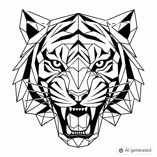 Tiger tattoo design in Geometric style