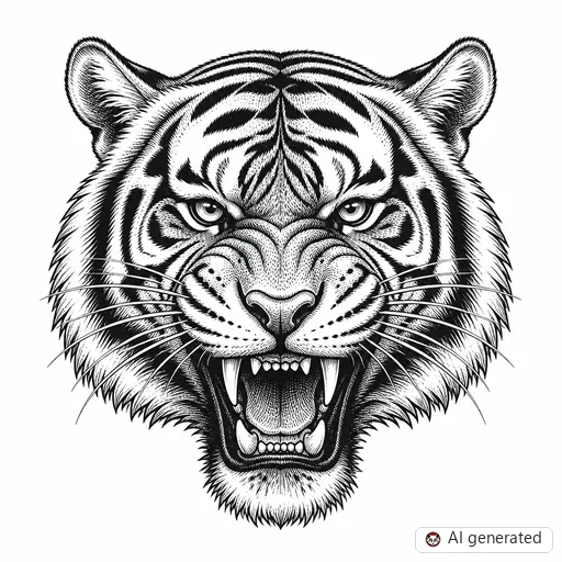 Tiger tattoo design in Illustrative style