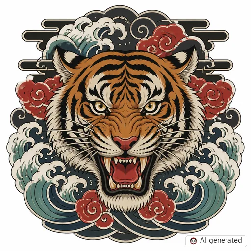 Tiger-Tattoo-Entwurf im Stil Japanisch (Irezumi)
