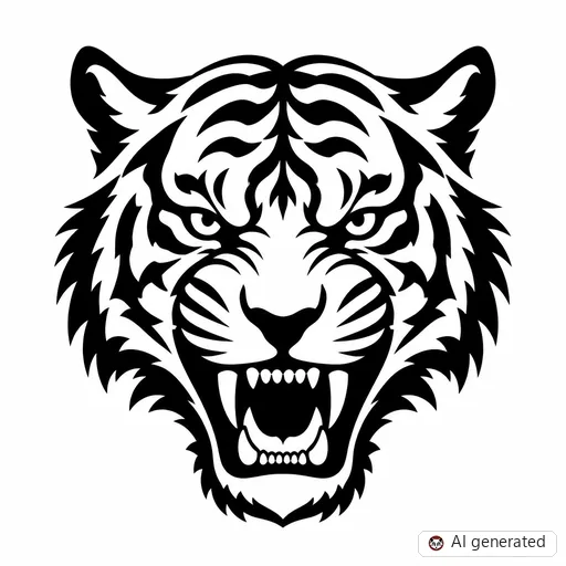 Tiger-Tattoo-Entwurf im Stil Negative Space