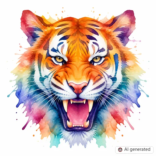 Tiger tattoo design in Watercolor style