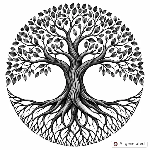 Tree of life tattoo design in Black & Grey style
