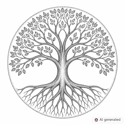 Tree of life tattoo design in Dotwork style