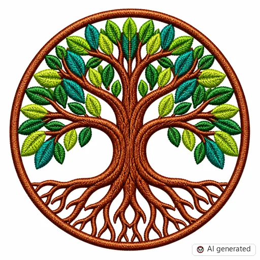 Diseño de tatuaje de Árbol de la vida en estilo Bordado