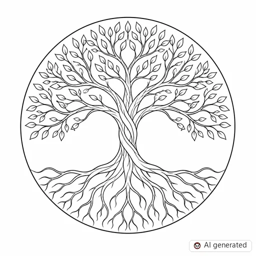 Tree of life tattoo design in Fine-Line style