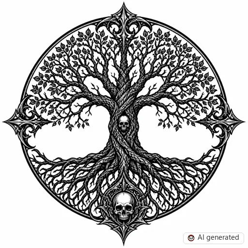 Disegno di tatuaggio Albero della vita in stile Gothic