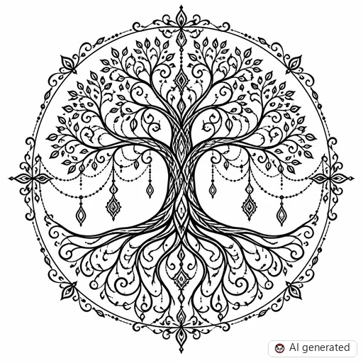 Tree of life tattoo design in Ornamental style
