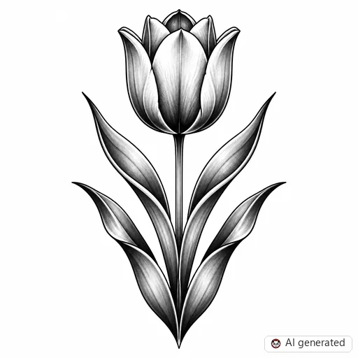 Tulip tattoo design in Black & Grey style