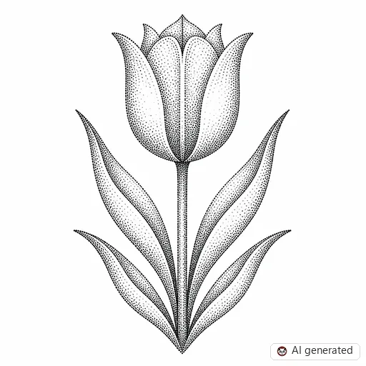 Tulip tattoo design in Dotwork style