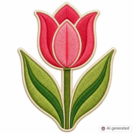Diseño de tatuaje de Tulipán en estilo Bordado