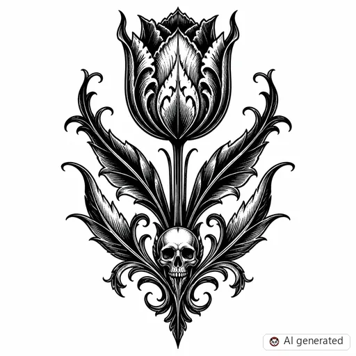 Disegno di tatuaggio Tulipano in stile Gothic