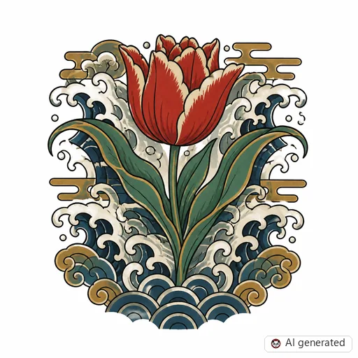 Tulpe-Tattoo-Entwurf im Stil Japanisch (Irezumi)