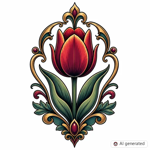 Tulpe-Tattoo-Entwurf im Stil Neo-Traditional
