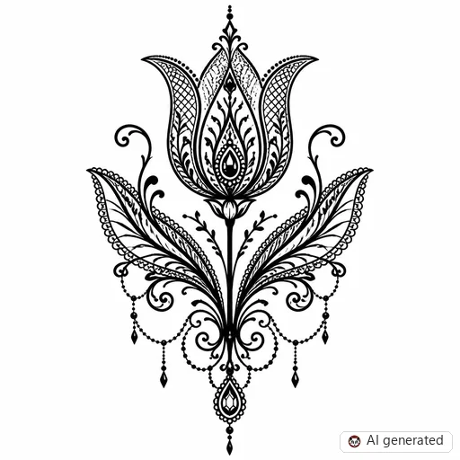 Tulip tattoo design in Ornamental style