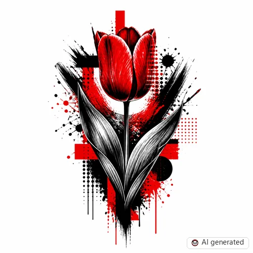 Tulip tattoo design in Trash Polka style