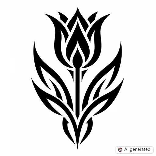 Tulip tattoo design in Tribal style