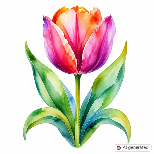 Tulip tattoo design in Watercolor style