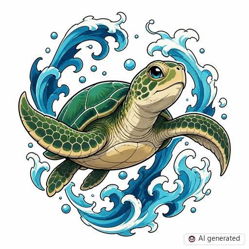 Schildkröte-Tattoo-Entwurf im Stil Anime