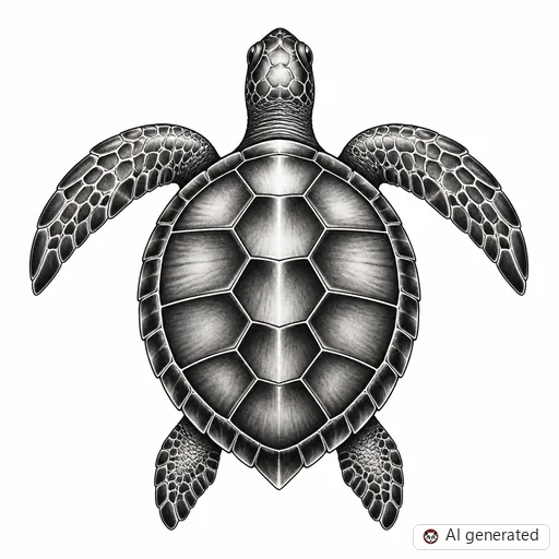 Turtle tattoo design in Black & Grey style