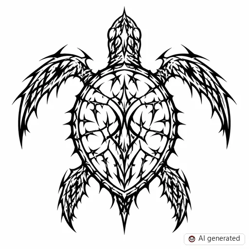 Turtle tattoo design in Cybersigilism style