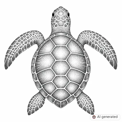 Turtle tattoo design in Dotwork style
